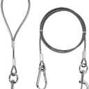 Chew Proof Dog Leash,5Ft Tie Out Cable with Detachable Short Handle, Cable Braided Cord Steel Training Dog Leash for Teething Puppies Small Medium and Large Dogs (Black)