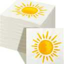 Yeaqee 100 Pieces Sun Party Napkins 13' x 13' Sunshine Napkins First Trip Around the Napkin for Sun Theme Party Favors Disposable Luncheon for Boho Birthday Wedding Supplies