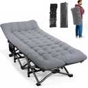 ATORPOK Camping Cot for Adults with Cushion Comfortable, Portable Folding Bed for Sleeping Supports 450 lbs (Gray) (Grey)