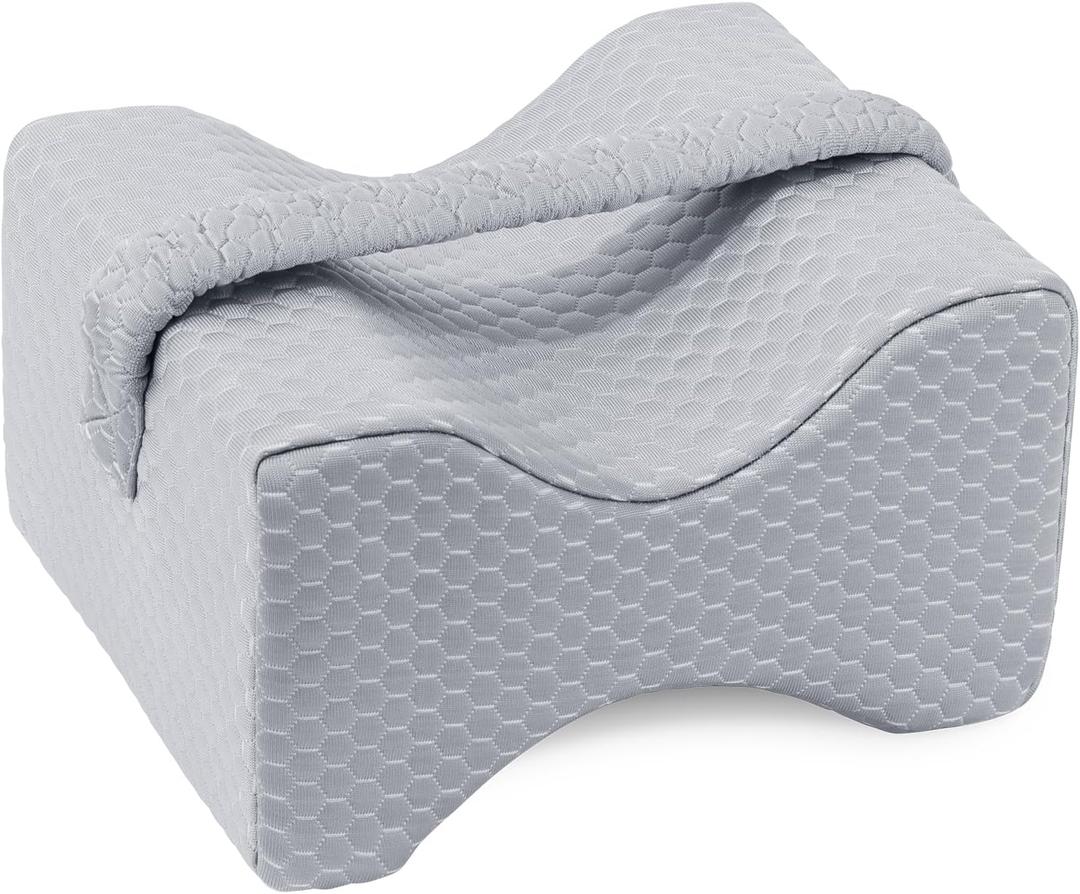Knee Pillow for Side Sleepers,Cooling Leg Pillow for Sciatica, Knees,Back,Joints Between Legs,HIPS Pain Relief When Side Sleeping,Spine Aligning Support for Surgery Recovery, Pregnancy (Grey-cooling Fabric)