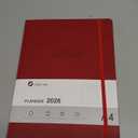 2026 Planner, Large Weekly and Monthly Planners, A4 Faux Leather Daily Calendar 2026 Planner, 12 Month Agenda from Jan. to Dec., Hardcover Habit Tracker Journal(Red)