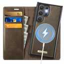 PlusnapX Wallet Case for Samsung Galaxy S25 Ultra Compatible with Magsafe, 2-in-1 PU Leather Flip RFID Blocking Card Holder Stand Shockproof Magnetic Detachable Cover for Galaxy S25 Ultra, Brown