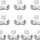 QWORK 4-Way 1/2" Tee PVC Fitting Elbow, 10 Pack PVC Fitting Connector, Furniture Grade, White