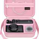 Canboc Carrying Camera Case for Sony ZV-1F/ ZV-1/ ZV-1II Vlog Digital Camera & Vlogger Accessory Kit Tripod, Travel Storage Bag with Strap, Mesh Pocket fit Cable, Pink