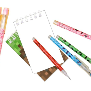 Minecraft themed pens, small notebooks, bags and stamps