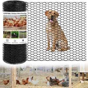 48in x 150ft Chicken Wire, Black Poultry Wire Netting, Hexagonal Galvanized Mesh, Outdoor Anti-Rust Surface Plastic Coating, Garden Fence Animal Barrier for Pet Rabbit Chicken Fencing