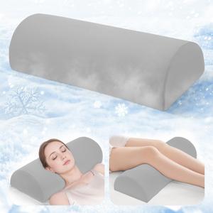 Under Knee Pillow for Sleeping on Back - Half Moon Bolster Pillow for Legs - Memory Foam Knee Pillow for Back Sleeping with Removable Cooling Cover (Dark Grey)