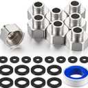 Shimeyao 8 Pcs Brass Water Line Adapter Pipe Fittings in 1/2" Female to 3/8" Male Reducer Adapter Compression Fitting for Bathroom Faucet Supply Hose Pipe Connector with Rubber Washer
