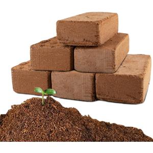 Coco Coir Brick for Plants-6 Pack Premium Coconut Bricks, 100% Organic Peat Moss, Fiber Coconut Husk for Planting, Gardening, Potting Soil Substrate