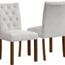 HomePop Button Tufted Fabric Dining Chairs - Neutral Textured Solid Woven (Set of 2)