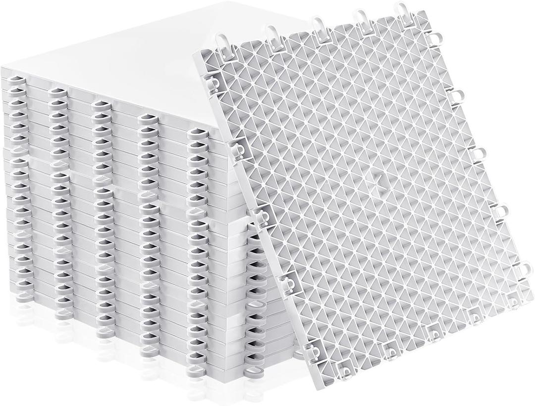 Fabbay Dryland Synthetic Ice Tiles for Hockey Floor Mat 12 x 12 Squares Hockey Training Equipment Board for Shooting Outdoor (White)