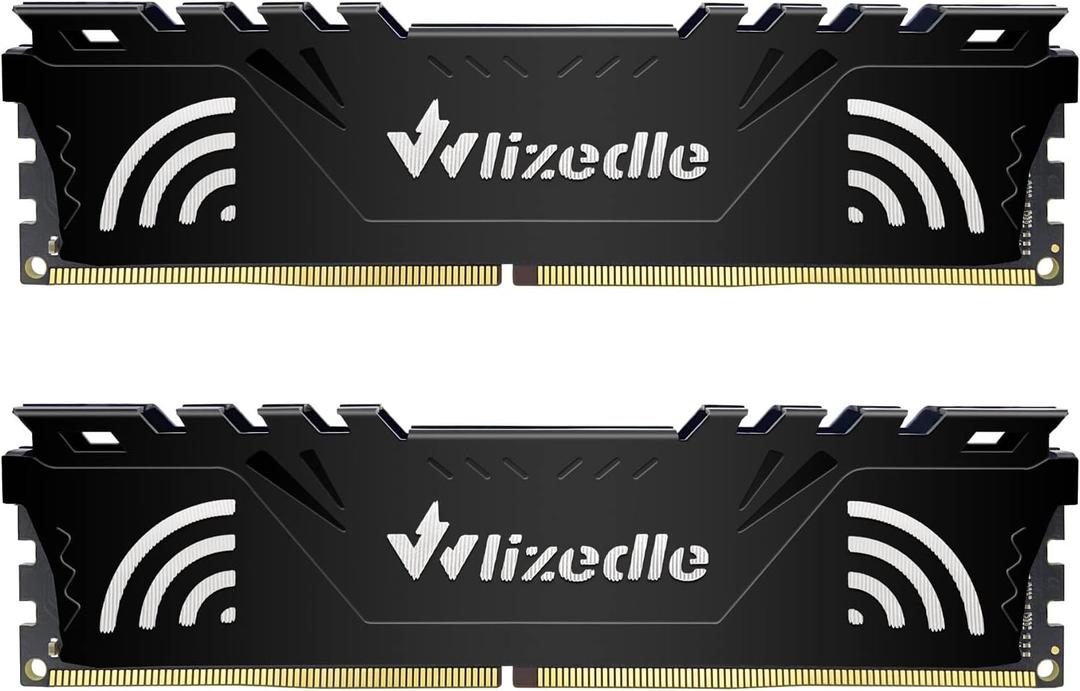 DDR4 3200MHz RAM 32GB Kit (2x16GB) XMP 2.0 CL16 UDIMM, Desktop Memory Module PC4-25600 288-Pin 1.35V Non-ECC Unbuffered PC Computer RAM Stick Upgrade - Black
