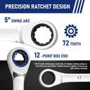 Ratchet Wrenches Set, 22-Piece Combination Wrench Set, Metric & SAE, Anti-Slip Grip, CR-V Steel, 1/4" to 3/4" & 6mm to 18mm, Portable Oxford Pouch Organizer