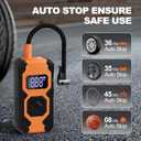 Tire Inflator Portable Air Compressor,3X Faster Portable Air Pump for Car Tires with 7800mAh Battery,150PSI Cordless Air Pump with Digital Pressure Gauge for Cars,Bike &Motorcycle,Black+Orange