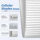 36''W x 48''H No Drill Cellular Shades, Light Filtering, White