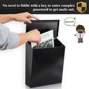 KYODOLED Convenient and Durable Wall Mount Mailbox for Outside, Easy Installation, Ample Storage Space to Accommodate Standard-Sized Letter, Magazine, Check, Black, Drop Box for Home or Apartment, Black