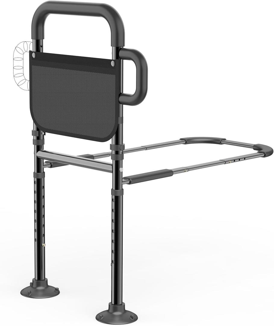 Bed Rails for Elderly Adults Safety, ASTM Approved Adjustable Bed Assist Rail for Seniors, Non-Slip Ergonomic Handle, 400lb Weight Capacity, Storage Pocket & Fixing Strap, Fits Twin/Full/Queen/King