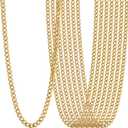 24PCS Gold Curb Necklace Chains for Jewelry Making 2MM 18K Gold PVD Plated Stainless Steel Curb Link Chains Bulk for DIY Necklace