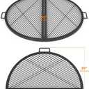 Stanbroil X-Marks Fire Pit Cooking Grill Grates, Foldable Round Cooking Grate with Handles, 36 Inch Portable Outdoor Campfire BBQ Grill, Black