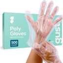 GUSTO Disposable Poly Gloves for Food Prep, Cooking & Food Service Clear Plastic, Latex & Powder Free, One Size
