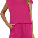 RUBZOOF 2 Piece Outfits for Women Lightweight Matching Lounge Sets Cap Sleeve Top and Elastic Waisted Shorts, Medium