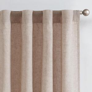 jinchan Linen Curtains with Privacy Lining 84 inch Length Lined Curtains for Living Room Bedroom Light Filtering Taupe Drapes Neutral Farmhouse Cottage Core Home Office Rod Pocket Back Tab 2 Panels