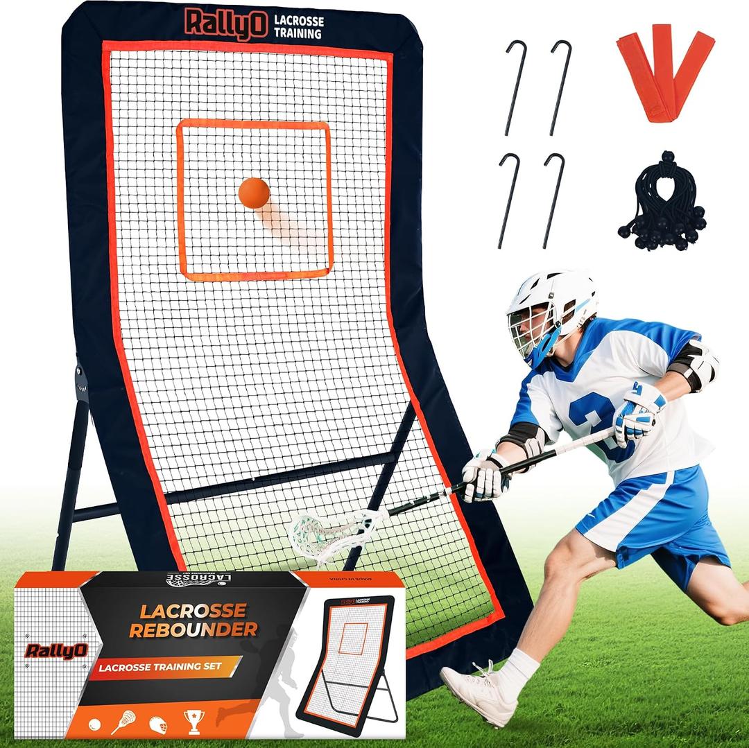 Lacrosse Rebounder for Backyard Heavy-Duty Volleyball Rebounder Net with Color Box, Adjustable 5 Rebound Angles for Lacrosse, Volleyball, Baseball, Soccer Practice