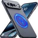 Magnetic Google Pixel 10 Pro XL Case,Ultra-Thin Soft Touch Skin Carbon Fiber Bump Texture [Compatible with PixelSnap/Magsafe],Slim Minimalist Lightweight Protective Matte Hard Cover-Black