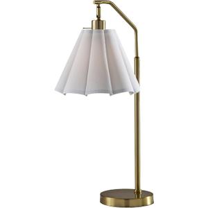 Adesso Table Lamp, Antique Brass & White, Adjustable Arm, 26”