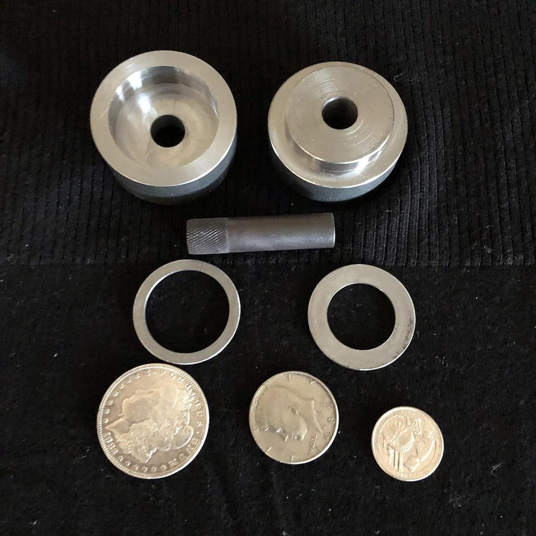 Coin Ring Puncher & Spacer Set | Golden Punch Metal Hole Jewelry Making Tools | 4 Punches Ring Making Tool | Self Centering Punches Set | Coin Punch Kit Made in USA - 1.60 Pound
