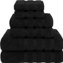 American Soft Linen Luxury 6 Piece Towel Set, 2 Bath Towels 2 Hand Towel 2 Washcloths, 600 GSM 100% Cotton Turkish Towels for Bathroom, Black Towel Sets, 54"L x 27"W, 27 x 54,16 x 28 inches and 2 Washcloths of 13 x 13