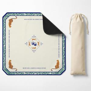 Mahjong Mat - 31”x31” Portable Mahjong Table Mat with Carrying Bag, Non-Slip and Noise Reduction Mahjong Mat for Table, Durable Washable Game Mat for Mahjong, Poker, and Board Games (Blue)