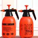 1/2 Gallon Handheld Pump Sprayer, 2 Pack Garden Pressure Sprayer with Adjustable Brass Nozzle, Multi-Purpose 75 Oz Water Spray Bottle Ideal for Watering, Fertilizing, Cleaning (Orange-2L)