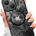 SEXYMOM Magnetic for iPhone 14 Case - Wireless Charging Compatible,Military Drop Tested Cover,Cute Floral Design for Women and Girls,Slim Fit Translucent Matte Phone Case - Flower Garden