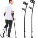HEALTHBAZAAR Forearm Crutches for Adults, Foldable and Height Adjustable Elbow Crutche with Ergonomic Handgrips, All Terrain Tip & Slip-Resistant Base, Magnetic Grip