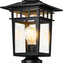 360 Motion Sensor Outdoor Post Lights, 4 Lighting Modes Lamp Post Light Fixture Dusk to Dawn, Waterproof Aluminum Black Pole Light Post Outdoor Lighting for Outside Garden Fence Yard,Hard Wired Black, 14.2-Inch-1 Pack-Motion Sensor