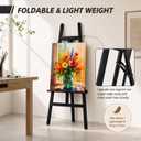 Large Black Wooden Easel Stand for Sign, A-Frame Painting Easel, 24 x 37 x 55 inches