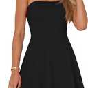 Dresses for Womens Mini Summer Flowy Strapless Sundress for Beach Vacation, Black,Small