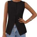 PRETTYGARDEN Women's Summer Suit Vest Tops 2025 Dressy Business Casual Sleeveless Button Down Trendy Fashion Blazer Waistcoat (X-Large, Black)