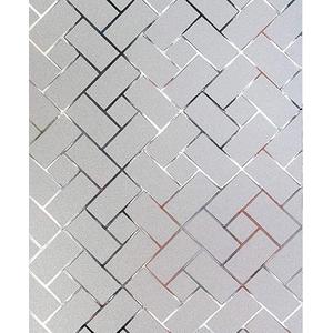 Window Privacy Film Decorative for Front Door, Bathroom Static Cling Stained Glass Sticker Opaque Heat Control UV Blocking Non-Adhesive for Home,Black Grid 23.6 x 78.7 inches