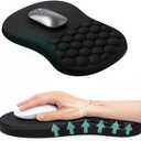 Ergonomic Mouse Pad with Wrist Support & Massage Design  Memory Foam Cushion, Non-Slip PU Base  Carpal Tunnel Pain Relief for Wireless Mouse & Desk Use  12x8 Inch (Black)
