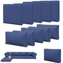 Aoxun 11pcs Patio Cushion Covers Replacement, Waterproof Outdoor Furniture Cushion Covers with Zipper and Non-Slip Bottom, Patio Sofa Couch 3 Sizes for Patio Sectional, Covers Only (Blue)