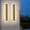 2-Pack Brown Outdoor Wall Light 3000K-6000K 12W Black Modern Exterior Light Fixture 23.6in Acrylic Porc Sconce Lights IP65 for Patio, Garage, Garden