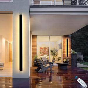 2 Pack 47IN Modern Outdoor Wall Light LED 2700K-6500K Dimmable Long Wall Lighting Exterior Light Fixtures IP65 Waterproof Wall Light, Black Wall Sconce for Garage, House