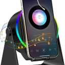 TARKARI Wireless Induction Speaker, 5 in 1 Bluetooth Speaker, 360 Rotation Cell Phone Stand with Colorful Ambient Light Compatible with iPhone iPad Android Tablet, Birthday Gifts for Women Men Him