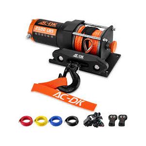 AC-DK 2500 lb ATV/UTV Winch Synthetic Rope Kits, 12V Winch with Wireless Remote for Off Road Trailer Boat RV Towing Winches, Waterproof Winch with Mounting Plate and Wired Remote