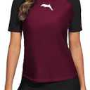 Halcurt Women's Short Sleeve Swim Shirt Rash Guard Swimsuit Top Only UPF50+ Sun Protection Bathing Suit L