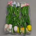 Riceshoot 21 Pcs Fake Tulips Artificial Flowers 13.5 Inch Easter Spring Faux Tulips for Valentine Wedding Bouquet Arrangement Home Table Centerpiece Decor(Vibrant Color)