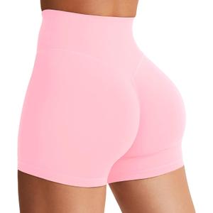 YEOREO Women's Biker Shorts 3.6" /4.5" / 6" Workout Gym Shorts Craze High Waist Tummy Control Hidden Scrunch Running Yoga (Baby Pink) S