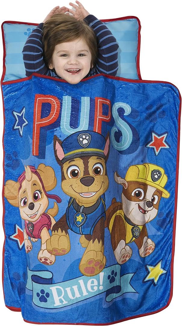 Paw Patrol We're a Team Nap-Mat Set Quilted Nap Mat with Built-in Pillow and Plush Blanket  Portable Nap Mat for Daycare, Preschool, Sleepovers & Travel  for Boys or Girls Ages 3+